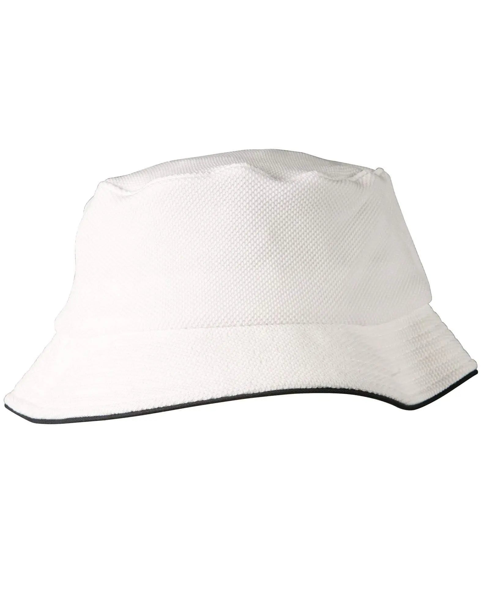 Pique Mesh With Sandwich Bucket Hat CH71 Active Wear Australian Industrial Wear White/Navy One size